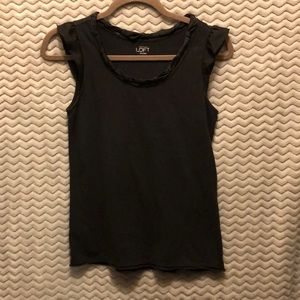 Ann Taylor LOFT black cap sleeve jersey shirt